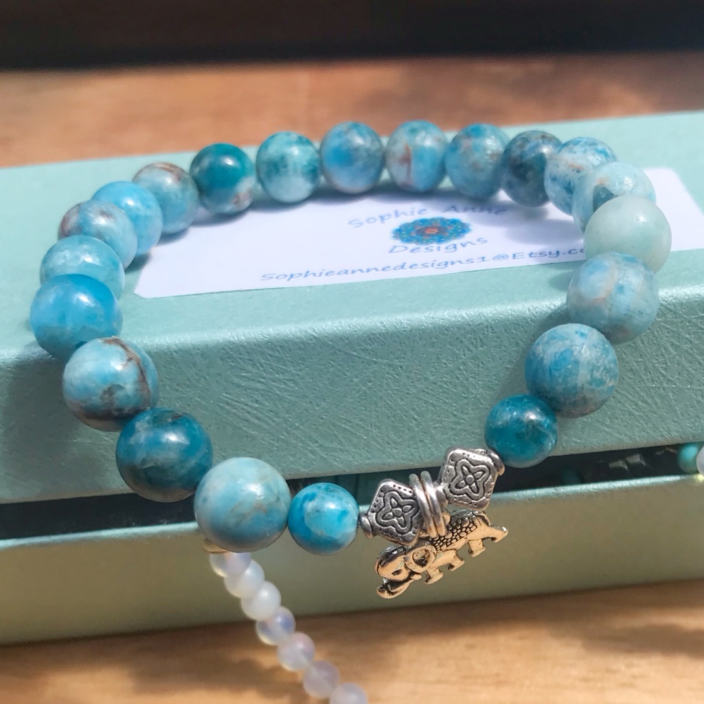 Blue Apatite Elephant Bracelet